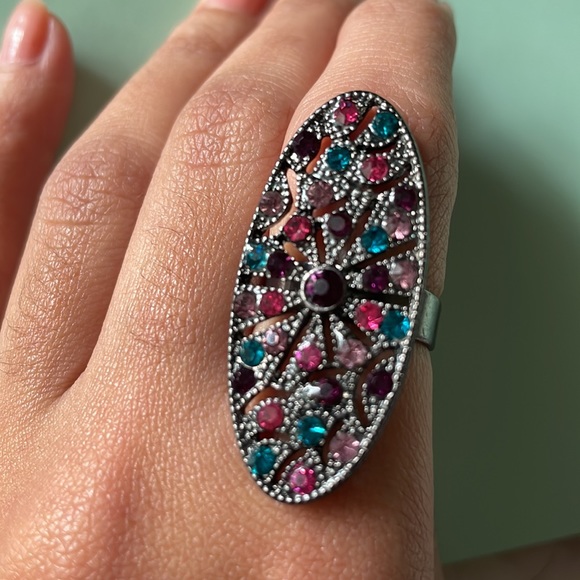 Sparkly Cocktail Adjustable Ring - Picture 7 of 8